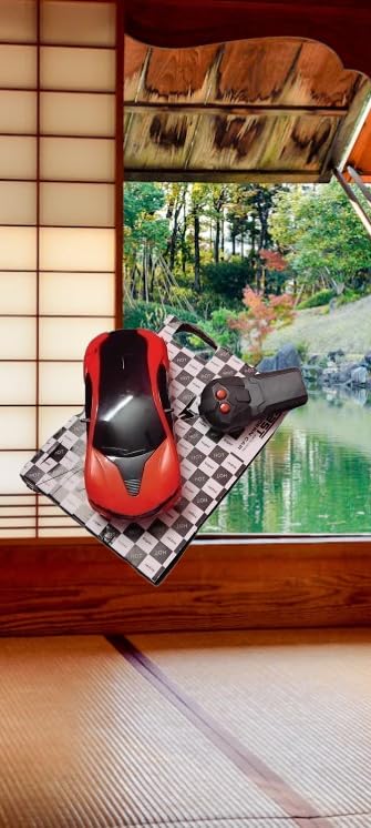 Image of Kids Remote Control Racing Car, Red and Black Design, Indoor Outdoor RC Vehicle with Wireless Controls, Ages 6+