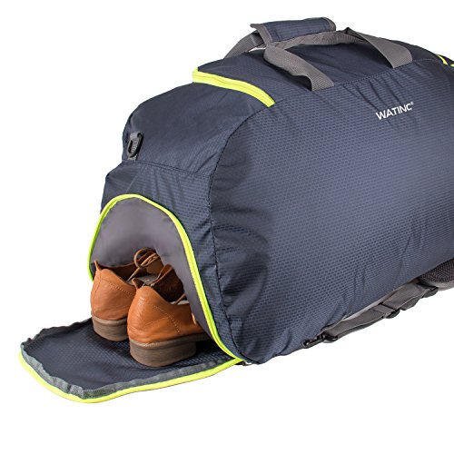 WATINC 50L 3-Way Travel Duffel Backpack travel backpacks Luggage Gym Sports Bag with Shoe Compartment(colorblue)