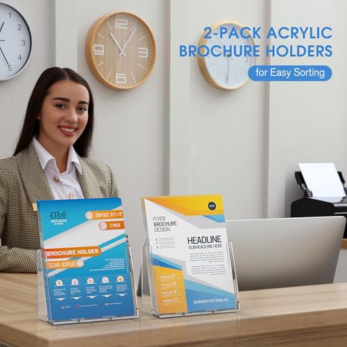 image for KTRIO Acrylic Brochure Holder 8.5 x 11, Clear Brochure Display Stand f