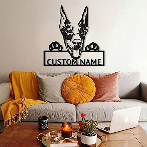 zouwii Benutzerdefinierter Name Personalisierte Dobermann Hund Metallschild Kunst | Benutzerdefinierte Dobermann Hund Metallschild | Dobermann Hundegeschenke lustig | Hundegeschenk | Tiergewohnheit