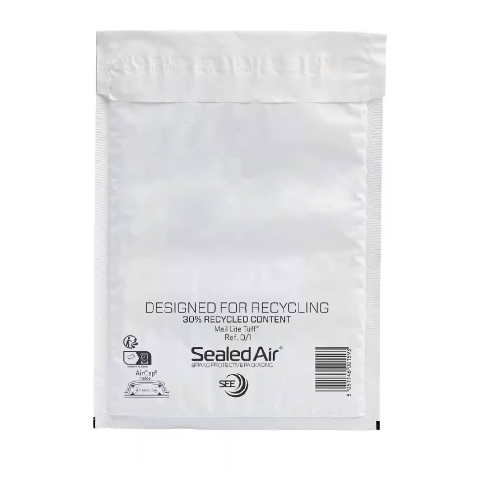 Mail Lite Tuff Cushioned/Bubble Bags Tear Resistant / Waterproof - Size: D/1 180mm x 260mm - Amount: 100 Padded Bags