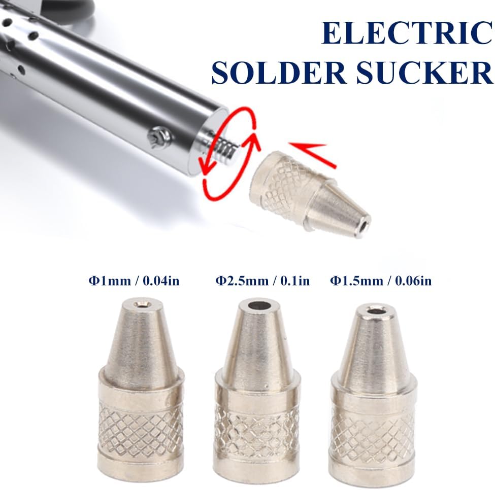 Electric Solder Sucker 30W Automatic Desoldering Pump with Vacuum Suction, 3 Nozzles (1.0mm, 1.5mm, 2.5mm) Tin Suction Device for Tin Removal Work (US Plug AC110V)