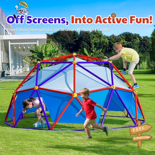 Image of Zupapa New Upgraded Outdoor Geometric Dome Climber with Tent, 1200LBS Weight Capability, 3D Assembly Video, Suitable for 1-6 Kids Climbing Frame (Purple+Orange, 10FT)