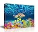 Bathroom Canvas Wall Art Kitchen Wall Decoration Modern Sea Turtle Wall Decor for Dining Room Colorful Fish Coral Beach Theme Pictures for Bathroom Framed Navy Seascape Nautical Wall Decor Size 12x16