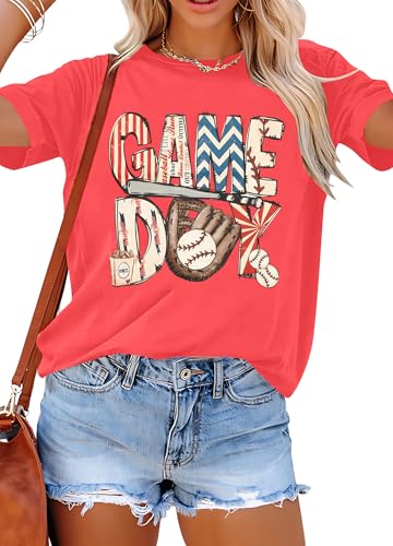 Baseball Shirt Women Baseball Mom Shirts Baseball Gifts Tee Game Day Outfits Funny Baseball Graphic Tops Red