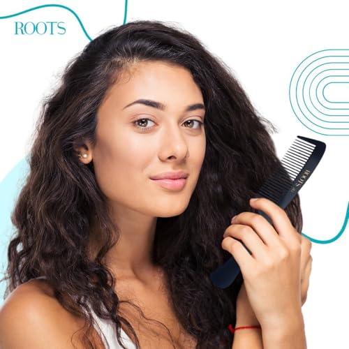 Image of ROOTS - Professional Hair Cutting Fine Tooth Comb with Handle | Salon Grade - For Men & Women | Ideal for Sectioning & Colouring | Round Teeth prevent Hair damage | Length - 8.9 Inch | Model No. 203