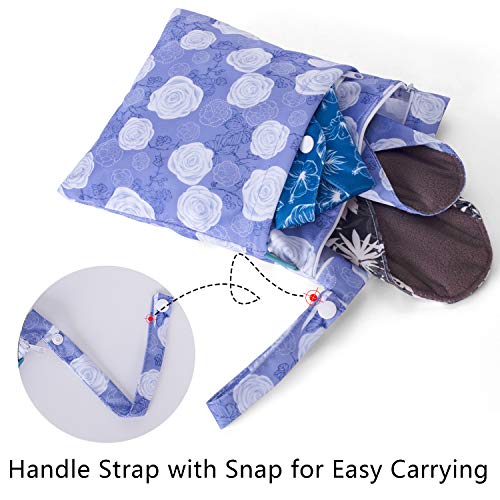Image of Teamoy Reusable Menstrual Pads, Cloth Sanitary Pad, Panty Liners, Plant | Washable Pads with Charcoal Absorbency Layers, Soft and Comfortable, 10 Pcs Pad with 1 Wet Bag, 3pcsx7.9 inch+4pcsx10 inch+3pcsx11.6 inch