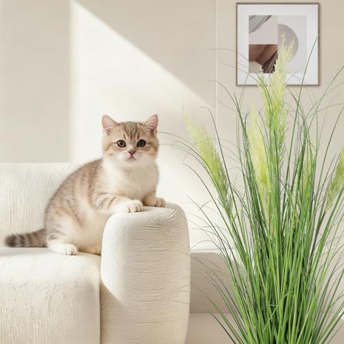 4ft Artificial Plants Onion Grass, 47 in Fake Shrubs Wheat Grass in Pot, for Indoor Outdoor Garden Office Home Decor, Faux Plant Greenery, Green - Image 3