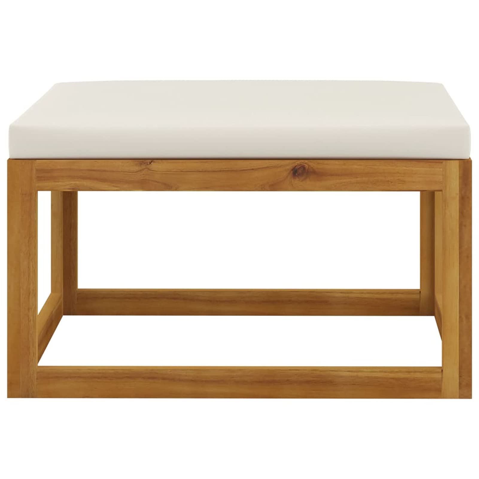 Reposapiés con cojín, Taburete Terraza, Taburete De Jardin, Reposapies Sofa, Taburete Reposapies, Taburetes Bajos, Blanco Crema Madera Maciza de Acacia