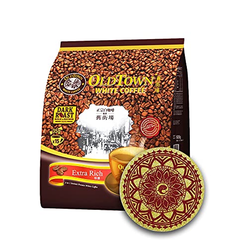 (5-Pack - Extra Rich) Old Town (3 In 1) Classic White Coffee Asian Instant Coffee Coffee Lover Package With A Eco Friendly Cork Coaster Coffee Lover Whalever Package, Oldtown White Coffee 75 Packets #TOP1