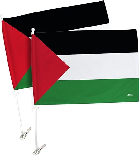 Miniatura 1 de Bandera de Palestina para ventana de coche, paquete de 2 unidades, bandera de Palestina para Carros, regalos pequeños, soporte para decoración