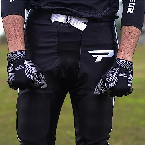 Playeur Star Pro 3.0 Football Gloves With Grippro Technology Extra Tacky Silicone Palm Receiver Lightweight, Perforated And Skin Fit Stylish Adult Youth Football Gloves (Black & Sliver, Youth M/L) #TOP5