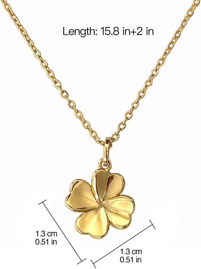 Four Leaf Clover Pendant Necklace for Women, 14K Gold Plated heart clover Necklace, Lucky Simple Dainty Jewelry Gifts for Women, Christmas Valentine's Day Gifts - Image 2