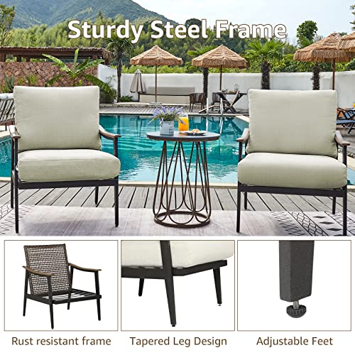 Natural Expressions Patio Furniture, Outdoor Furniture Patio Chair Sofa Metal Outdoor Chair With 6 Inch Cushion And High Back Wicker Backrest For Indoor, Balcony,Porch,Deck,Backyard,Living Room #TOP5