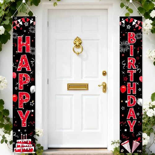 Image of Birthday Decorations Banner, Happy Birthday Door Sign for Men Women Boys Girls Ideal Birthday Decorations Party Supplies Outdoor Indoor 72 x 12 Inch