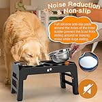 Elevated Dog Bowls, 4 Height Adjustable Raised Bowl Stand with 2 Thick 50oz Stainless Steel Food Feeder Bowls Non-Slip for Medium Large Dogs Adjusts to 3.7", 9.2", 10.75", 12.36" Black - Image 5