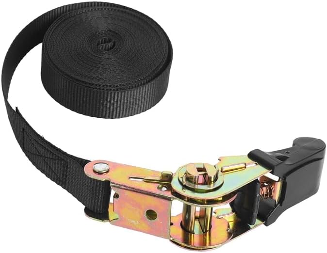 Generic 6 Pack 20 FT Ratchet Tie Downs Straps 6M X25mm Endless Ratchet Strap Heavy Cam Buckles Strap for Motorcycles,Car - (Color: Black Gold)