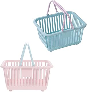2pcs Mini cesta de mão de compras, brinquedo da cesta de compras das crianças, mini cesta de mercearia do brinquedo com alças, finja jogar cesta de armazenamento pequena