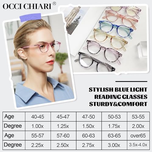 Image of OCCI CHIARI Blue Light Reading glasses Women 2.75+ Computer Readers for Petite Face(1.0 1.25 1.5 1.75 2.0 2.25 2.5 2.75 3.0 3.5 4.0 5.0 6.0)