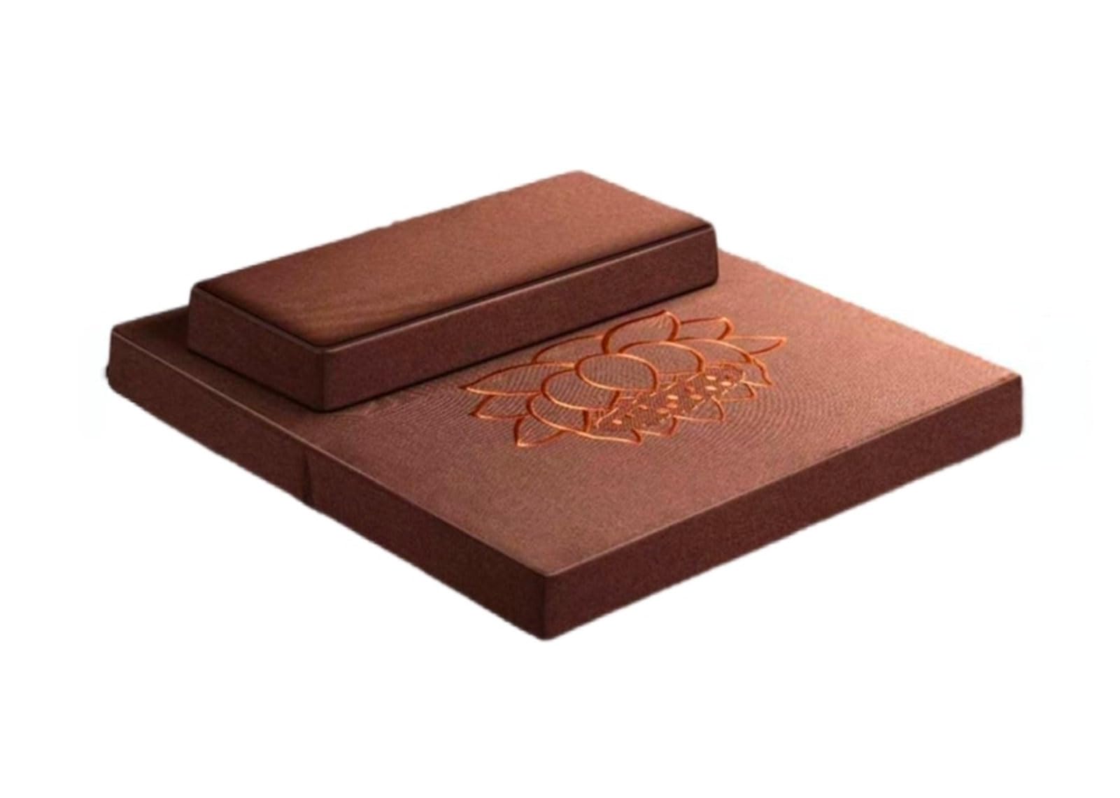Grand Coussin De Méditation, Tapis De Méditation Carré à La Main, Coussin De Sol Pliable Portable(Size:28x28inch,Color:café)