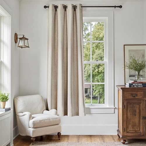 jinchan Linen Textured Room Darkening Curtain 72 Inch Length for Living Room Denim Blue Thermal Insulated Grommet Top Window Drape for Bedroom 1 Panel Denim Blue 52"W x 72"L (Pack of 1) Deni