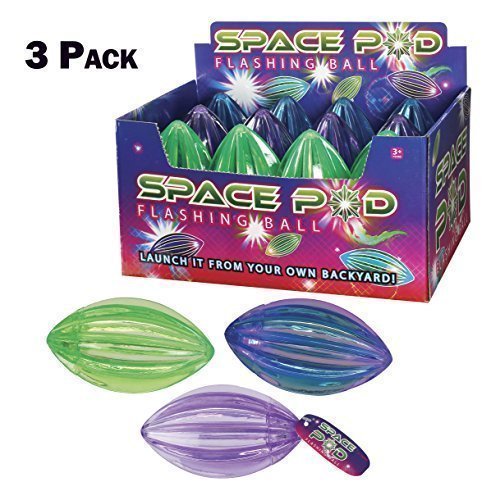Light Up Football 3 Pack Bundle - Space Pod Flashing Football