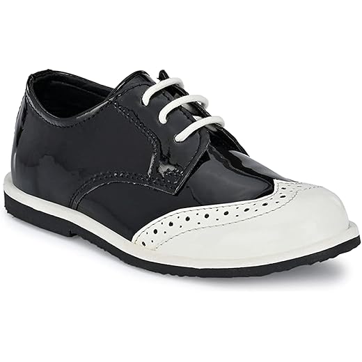 Boys Antiskid Lace Up Formal Shoes 5041 Black White