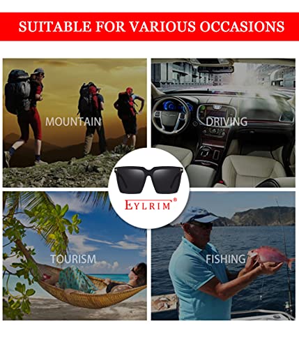 EYLRIM Oversized Square sunglasses for Women Men Black Big Frame Shades Outdoor Sun Glasses UV400 Protection - Image 6