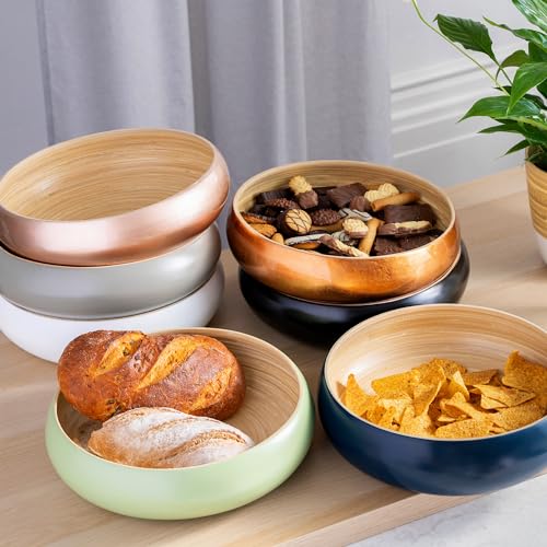 Dehaus® Large Stylish Bamboo Fruit Bowl - 30cm, Navy Blue - Wooden Salad Serving Bowl - Fruit Basket for Kitchen or Bread Basket - Table Centrepiece Decoration - Home & Kitchen Tableware Accessories - Cosy Home Interiors Dehaus® Large Stylish Bamboo Fruit Bowl - 30cm, Navy Blue - Wooden Salad Serving Bowl - Fruit Basket for Kitchen or Bread Basket - Table Centrepiece Decoration - Home & Kitchen Tableware Accessories - Image 5