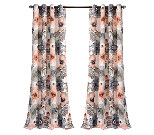 Rideau isolé motif floral corail contre le froid et le vis-à-vis