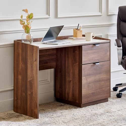 Image of Home Centre | Hadley Study Desk | Study Table for Home Office | Engineered Wood | Brown | 1 Year Warranty