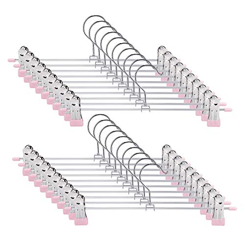 image for IEOKE Pant Hangers, Skirt Hangers with Clips Metal Trouser Clip Hanger