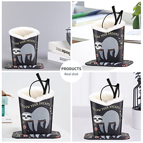 Image of 2 Pcs a Set, Plush Lined Eyeglasses Holder Stand Case Protective Glasses Case for Desks