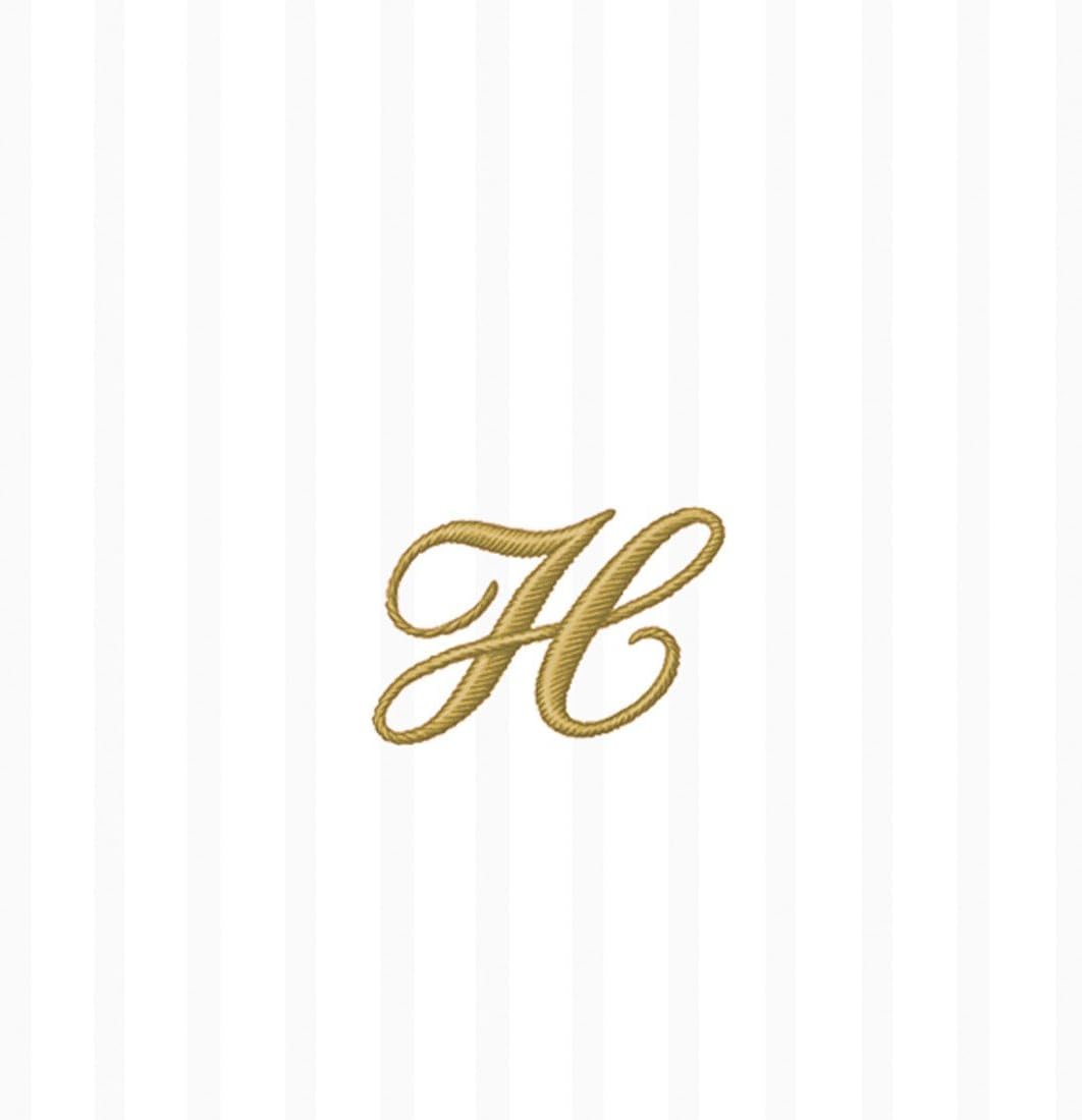 Ideal Home Range 20-Count 3-Ply Paper Stripes Again Monogram Cocktail Napkins, H, Ivory Stripe