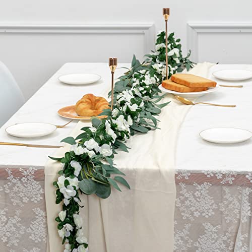 Senseya 6Pcs Artificial Flower Garlands Fake Peony Vine Artificial Flower Hanging Rose Ivy For Wedding Home Hotel Office Garden Craft Art Decor (Ivory) #TOP1