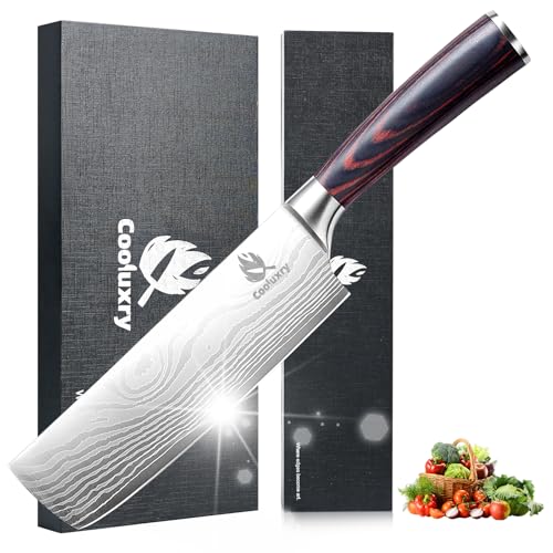 Cooluxry 7 Inch Nakiri Knife - 7" Razor Sharp Meat