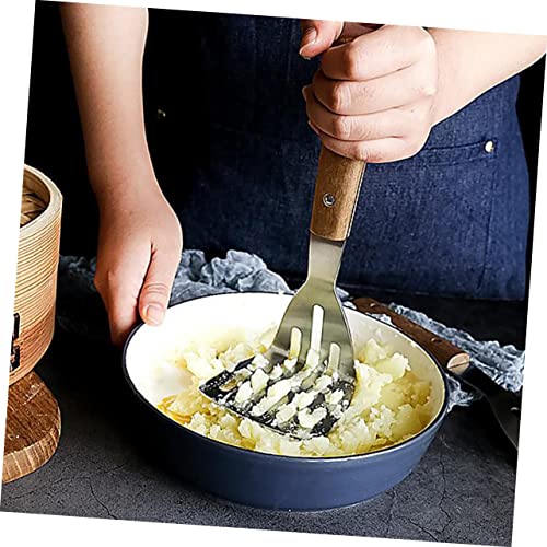 iturador de patatas Kichen, triturador de patatas, triturador de judías, triturador de patatas manual, triturador de patatas, triturador de frutas, prensador de ajo para bebé de mano de madera (caqui)