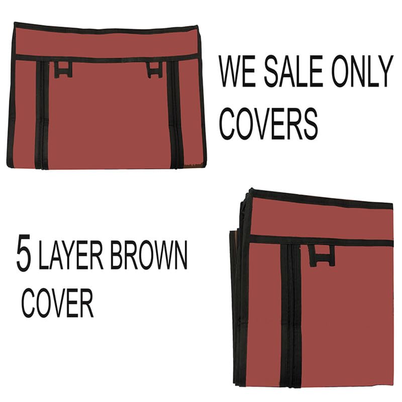 Image of Cover for Shoe Rack Home Only for 5-Layer Portable Foldable Shoe Stand Non Woven Zipper Fabric Cover Brown