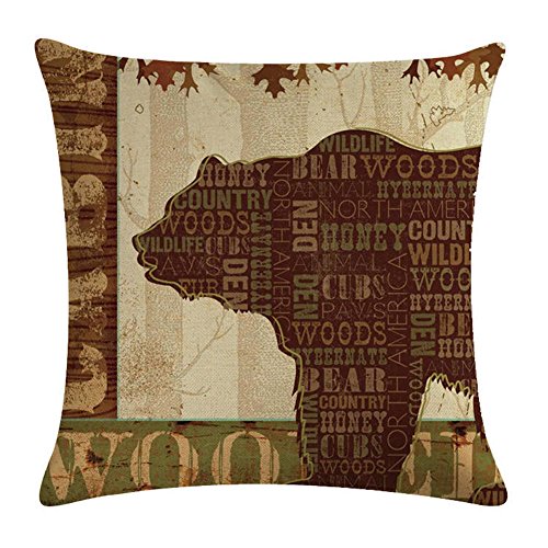 Decroitem Vintage Wild Animals Deer Elk Moose Bear Throw Pillow Covers Fall Decor Wildlife In Forest Mountain Cotton Linen Cushion Cover Pillow Cases 18 X 18 Inches (Animals 5) #TOP4