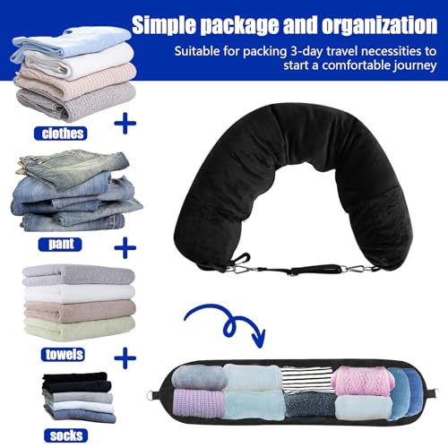Coussin de Voyage a Remplir Noir, Tour de Cou Avion – Image 2