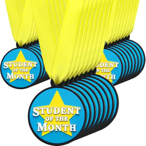 AmazingSpark 60 Pcs Student of The Month Medals, 2 Inch Rubber Medals Bulk