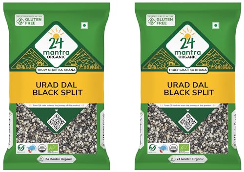 Image of 24 Mantra Organic Unpolished Urad Dal Black Split /Black Gram split /Minapa pappu /Kali dal - 500gms | Pack of 2 | 100% Organic | Chemical Free & Pesticides Free