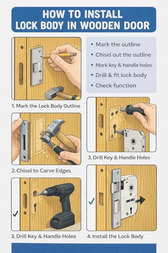 Image of 1007 CY 8 inch Silver matt zinc Handle Set | Heavy-Duty 6- Lever Brass Cylindrical Mortise Door Lock Set | Safety Door Lock for Main Door, Office, Bedroom, Living Room | (2 Years Warranty)