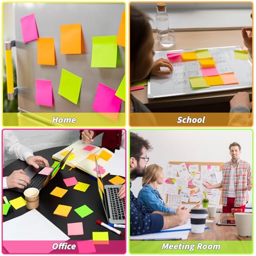 Image of 35 Pack Sticky Notes Bulk 3x3 Inch 5 Bright Colors Colorful Memo Pads
