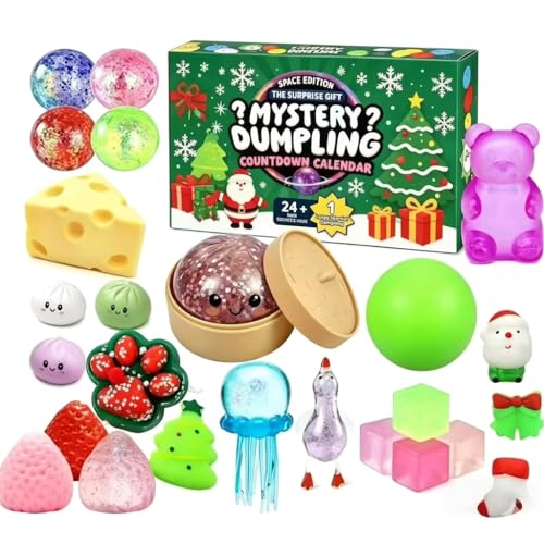 Dumpling Squishy Advent Calendar,24PCS Squishy Dumpling Mystery Countdown Dumpling Advent