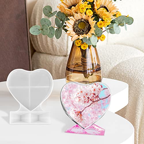 Zayookey Heart Resin Mould with Stand Heart Photo Frame Resin Casting Mould Valentine's Day Gift Love Picture Frames Silicone Mould DIY Home Decoration - Image 4
