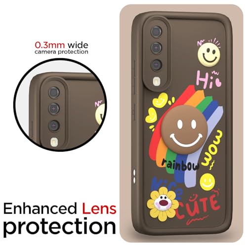 Image of Pikkme Back Cover for Samsung Galaxy A50 / A50s / A30s | Soft Silicone| Cute Rainbow Smile & 3D Cartoon Flower Design | Shockproof Raised Camera Protection Bumper Case (Brown)