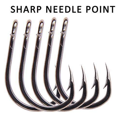 image for AGOOL Fishing Hooks Saltwater Live Bait Hooks Set - 2X Strong Stainles