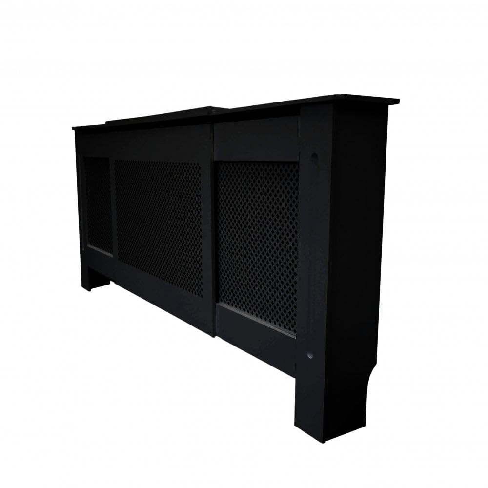 Jack Stonehouse Extra Large Radiator Cover Black Paint, Over Radiator Shelf Clip On With Diamond Slats - Image 5
