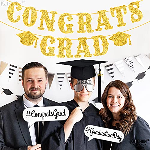 Image of Graduation Decoration 2026 | Glitter Gold Congrats Grad Banner 2026 - No DIY, 10 Feet | Gold Congrats Grad Sign for Graduation Decorations Class of 2026, KatchOn